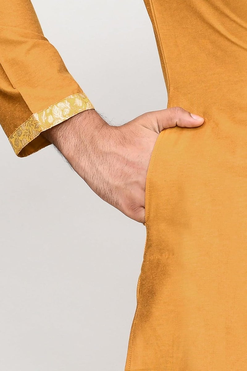 Polyfab Hathkargha Men’s Cotton Kurta & Pyajama Set with Embroidered Neck & Cuff | Traditional Ethnic Wear for Festivals & Weddings | Full Sleeve Straight Kurta Pajama Set for Men - Multi (Size - XS to XXL) - Image 5